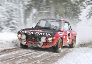 Foto de la maqueta del coche de rally Lancia Fulvia de 1972 en escala 1:24 de Italeri referencia 3670