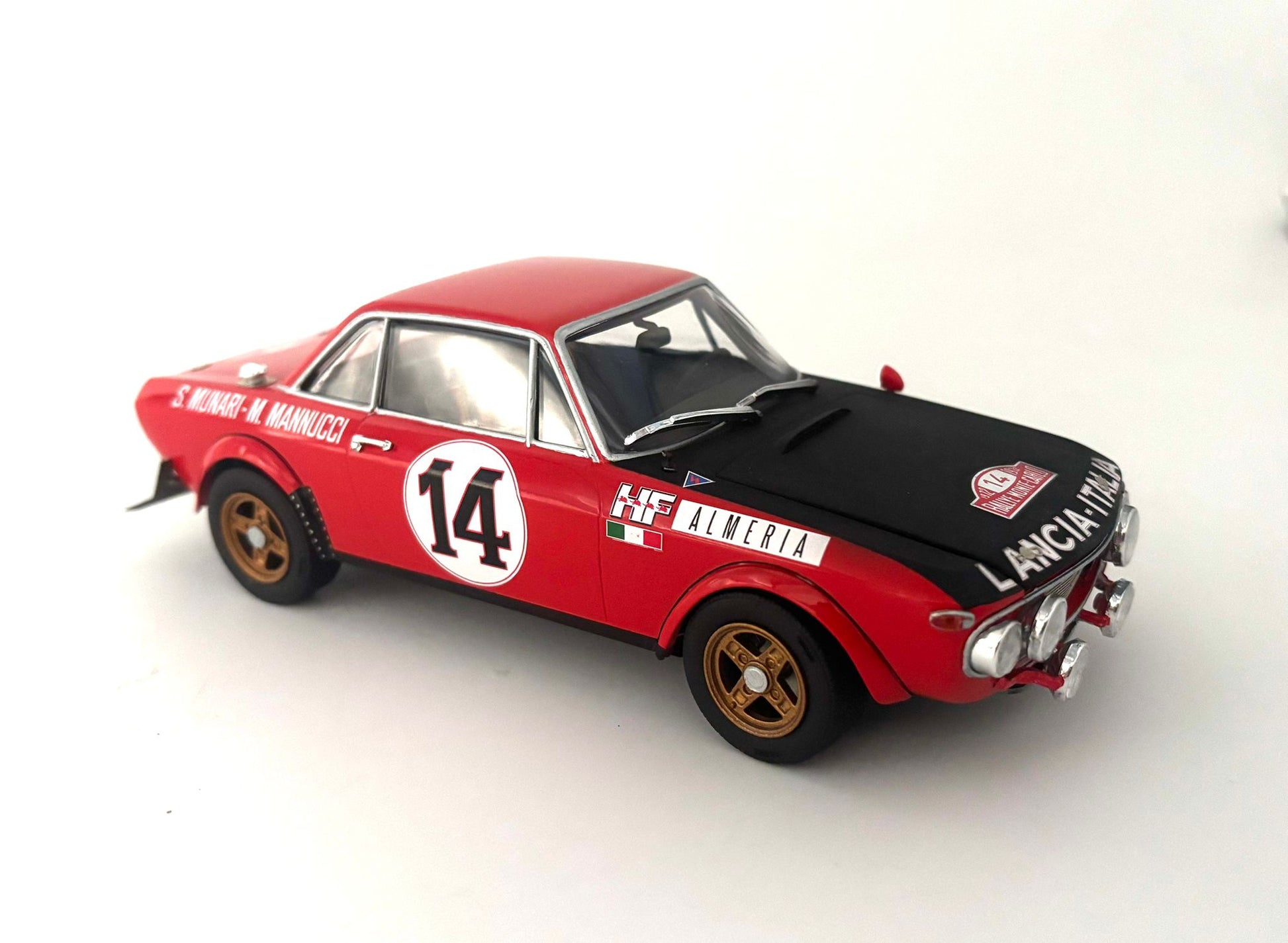 Foto derecha de la maqueta del coche de rally Lancia Fulvia de 1972 en escala 1:24 de Italeri referencia 3670