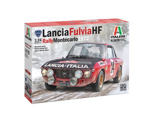 Foto de la caja de la maqueta del coche de rally Lancia Fulvia de 1972 en escala 1:24 de Italeri referencia 3670