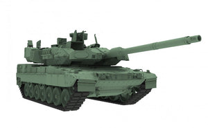 Vista frontal derecha de la maqueta del carro de combate Leopard 2 A8 en escala 1:35 de Amusing Hobby referencia 35A058