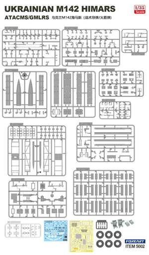 Piezas 1 de la maqueta del sistema lanzacohetes M142 HIMARS ATACMS en escala 1:35 de Foreart con referencia 5002