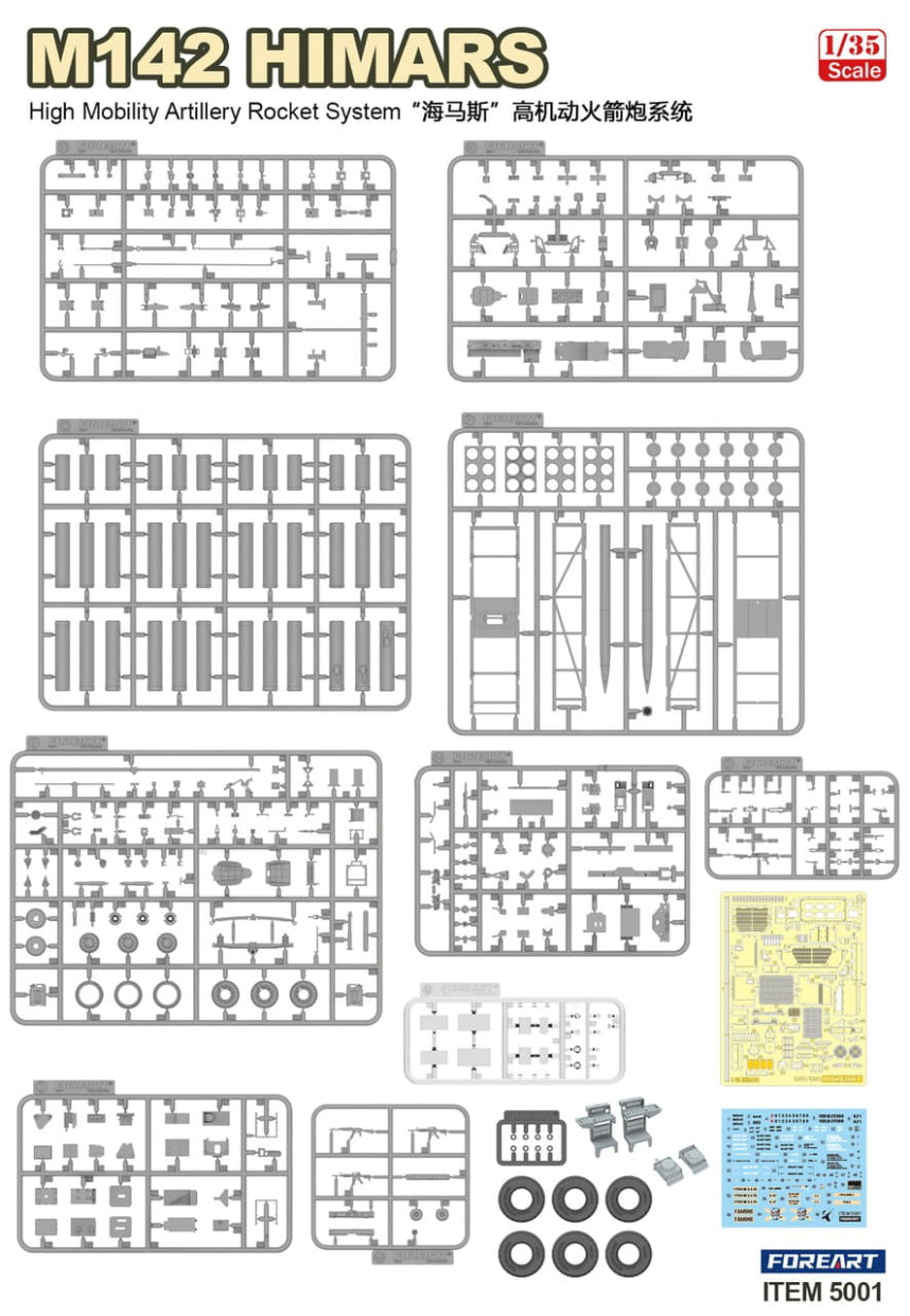 Piezas 1 de la maqueta del sistema lanzacohetes M142 HIMARS en escala 1:35 de Foreart con referencia 5001