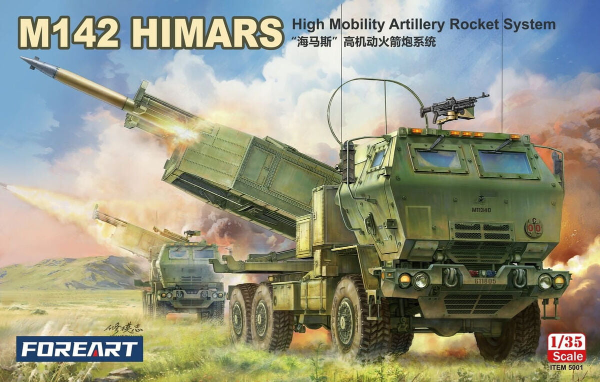 Portada de la caja de la maqueta del sistema lanzacohetes M142 HIMARS en escala 1:35 de Foreart con referencia 5001