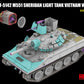 Vista delantera de la configuración A de la maqueta del carro norteamericano M551 Sheridan durante la Guerra de Vietnam en escala 1:35 del fabricante RFM y referencia 5142