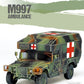 Foto delantera de la maqueta del vehículo ambulancia M997 Humvee Maxi en escala 1:48 de Academy referencia 13243