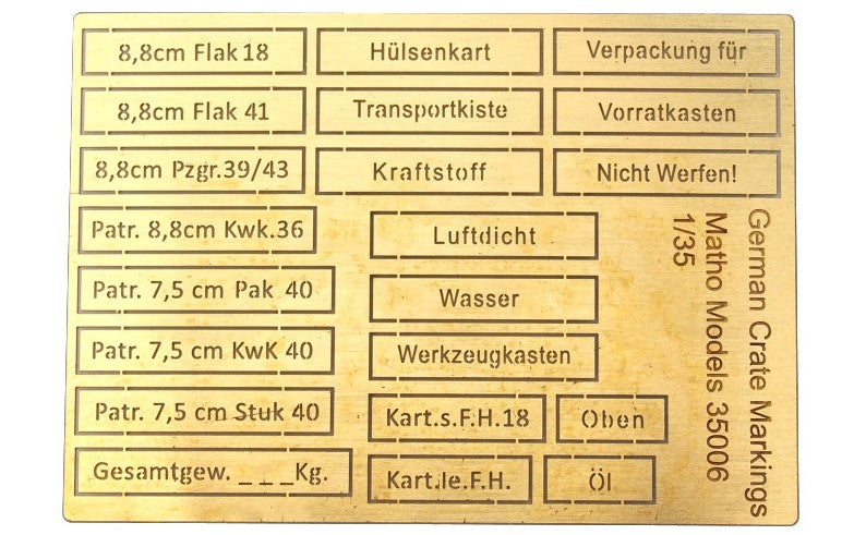 MATHO (1/35) German Crate Markings (Airbrush Templates)