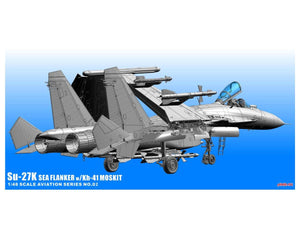 Configuración con alas recogidas de la maqueta del cazabombardero naval Su-27K Sea Flanker en escala 1:48 de Minibase referencia 02