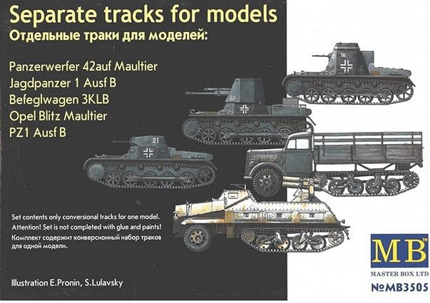 MASTER BOX (1/35) Separate tracks for models Pz.werfer 42 auf Maultier, Jgdpz. IB, Bfwg 3KLB, Opel Blitz Maultier, PZ1 Ausf B