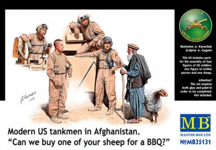 MASTER BOX (1/35) Modern US tankmen in Afghanistan. "Can we buy one of your sheep for a BBQ?"