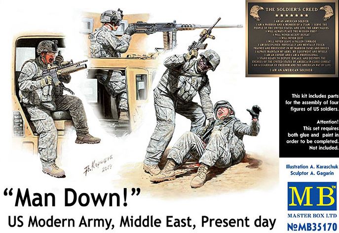 MASTER BOX (1/35) Man Down! US Modern Army, Middle East, Present day