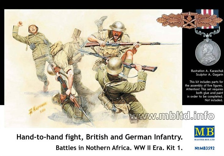 MASTER BOX (1/35) Hand-to-hand fight, British and German infantry. Battles in Northern Africa. WW II era. Kit 1.