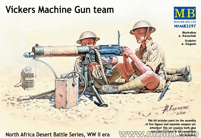 MASTER BOX (1/35) Vickers Machine Gun team North Africa Desert Battle Series, WW II era