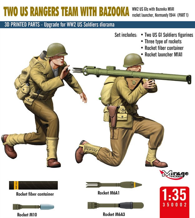 MIRAGE HOBBY (1/35) Two US Rangers Team With Bazooka