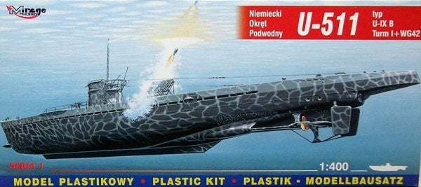Maqueta del submarino alemán U-511 de Tipo IX B en escala 1/400 de Mirage Hobby referencia 40042