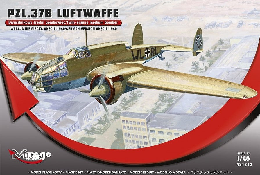 MIRAGE HOBBY (1/48) PZL.37B Luftwaffe German Version, Okecie 1940