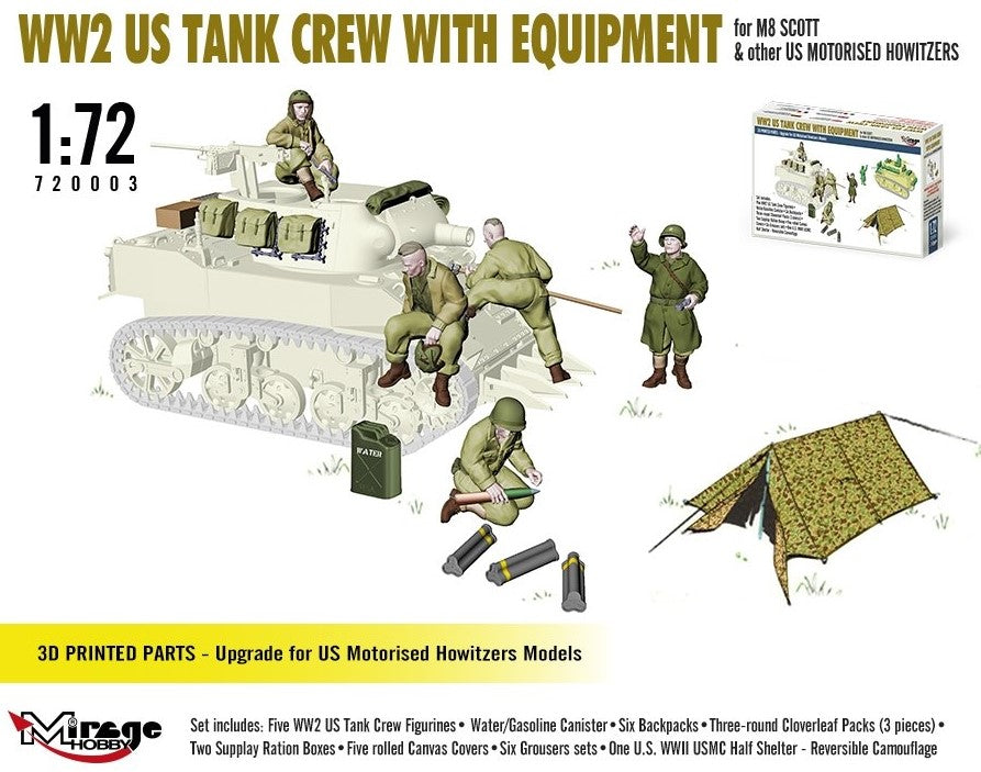 MIRAGE HOBBY (1/72) WW2 US Tank Crew With Equipment