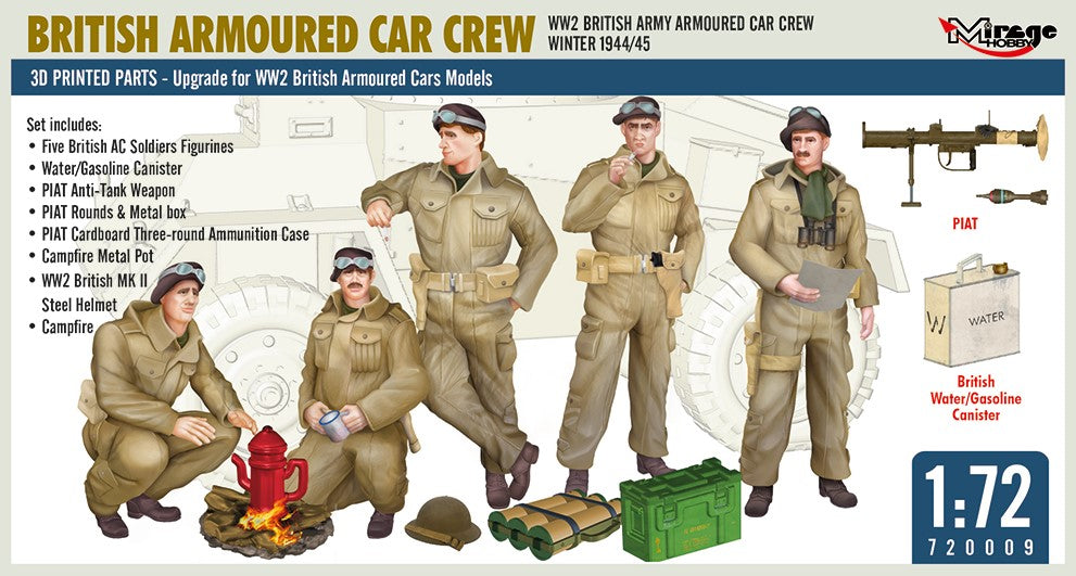 MIRAGE HOBBY (1/72) British Armoured Car Crew - WW2 British Army Armoured Car Crew Winter 1944/45