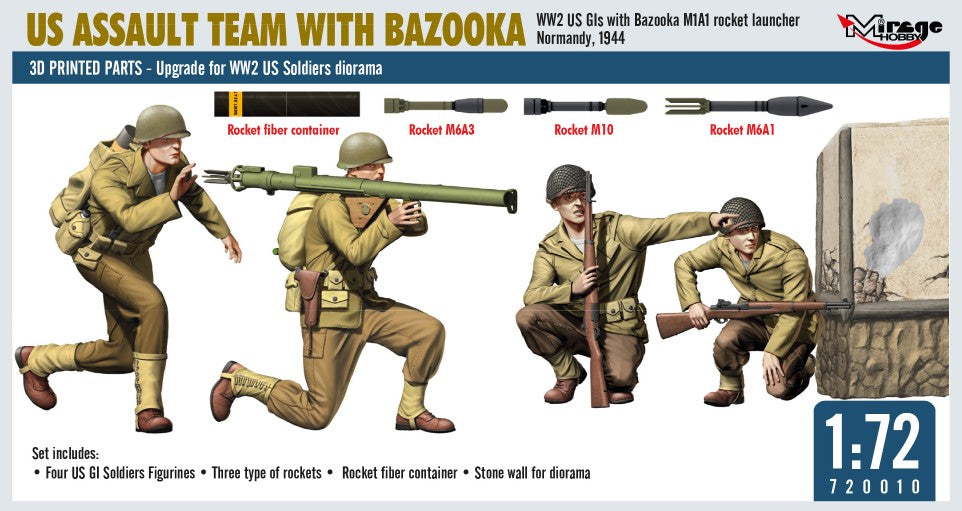 MIRAGE HOBBY (1/72) US Assault Team with Bazooka