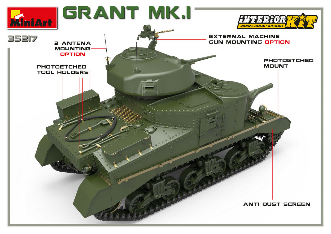 Trasera derecha de la maqueta del tanque británico Grant Mk.I en escala 1:35 de Miniart referencia 35217
