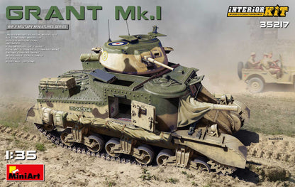 Portada de la caja de la maqueta del tanque británico Grant Mk.I en escala 1:35 de Miniart referencia 35217