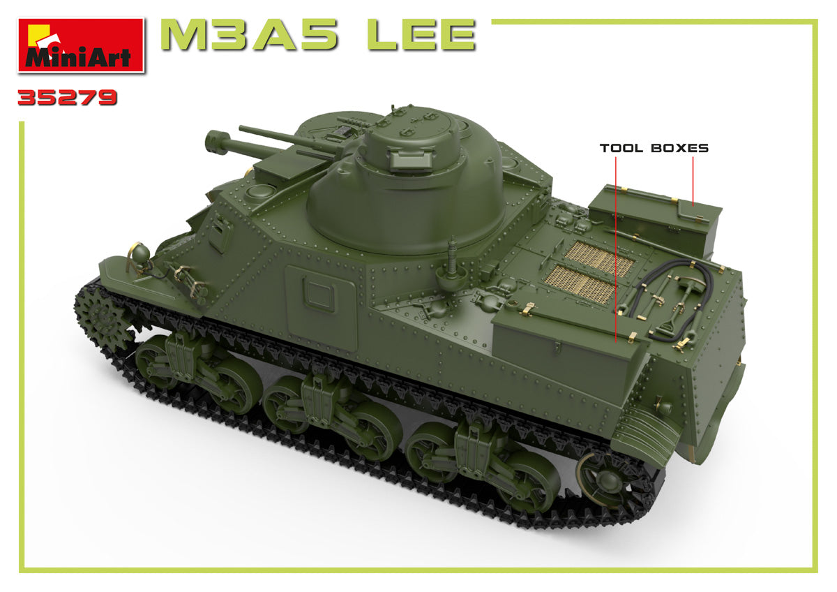 Detalles cajas de herramientas de la maqueta del tanque americano M3A5 Lee en escala 1:35 de Miniart referencia 35279