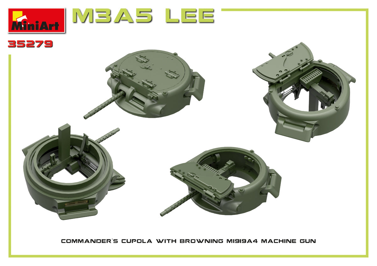 Detalles torreta ametralladora de la maqueta del tanque americano M3A5 Lee en escala 1:35 de Miniart referencia 35279