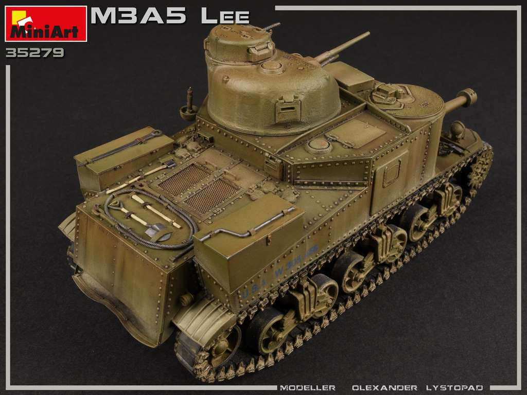 Foto trasera de la maqueta del tanque americano M3A5 Lee en escala 1:35 de Miniart referencia 35279