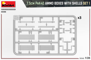 MINIART (1/35) Scatole di munizioni per PaK40 da 7,5 cm con proiettili, set 1