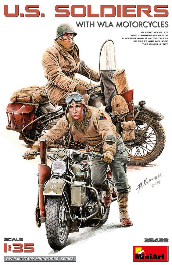 MINIART (1/35) U.S. Soldiers With WLA Motorcycles