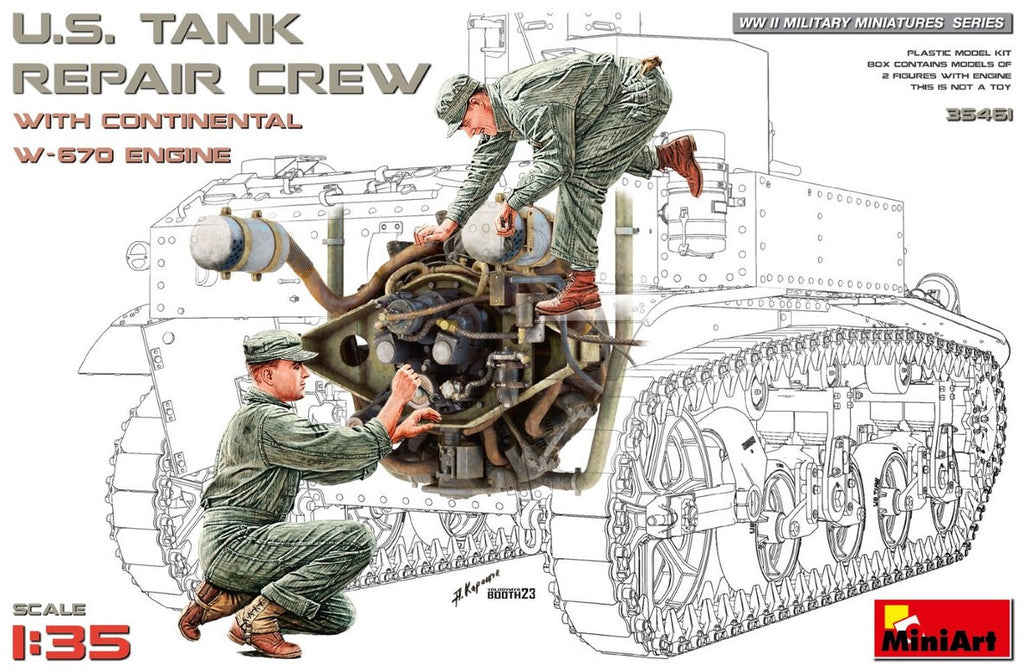 MINIART (1/35) U.S. Tank Repair Crew w/Continental W-670 Engine