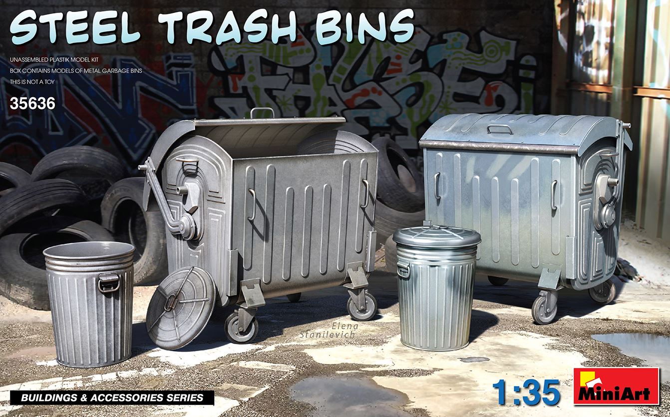 MINIART (1/35) Steel Trash Bins (Contenedores de Basura)
