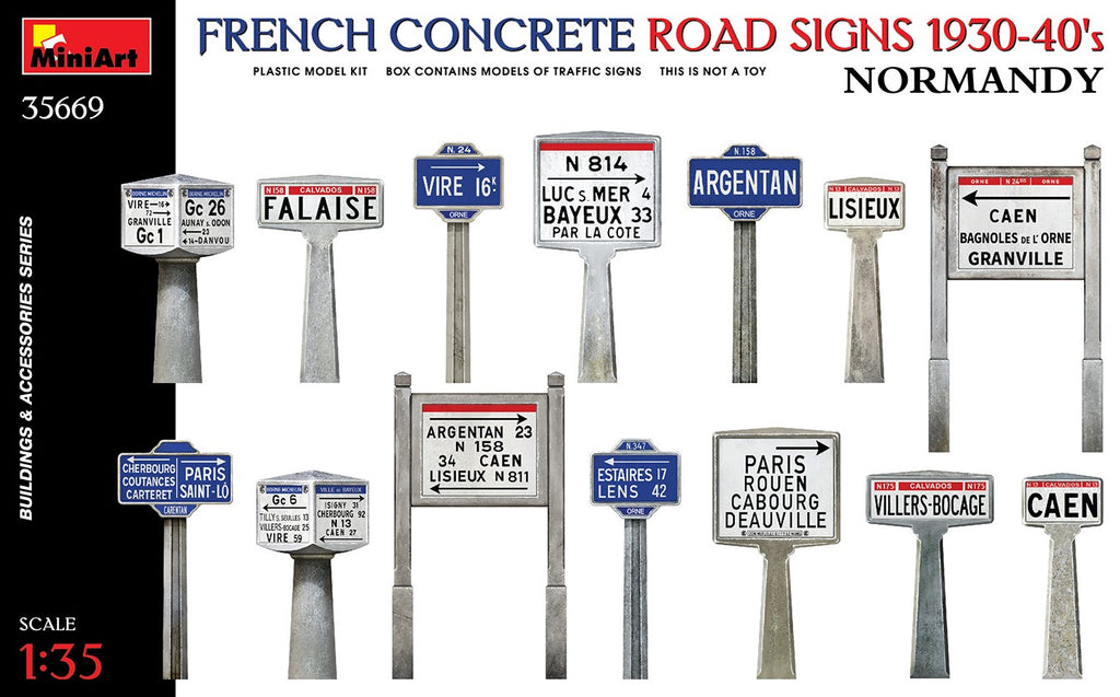 MINIART (1/35) French Concrete Road Signs 1930-40's. Normandy