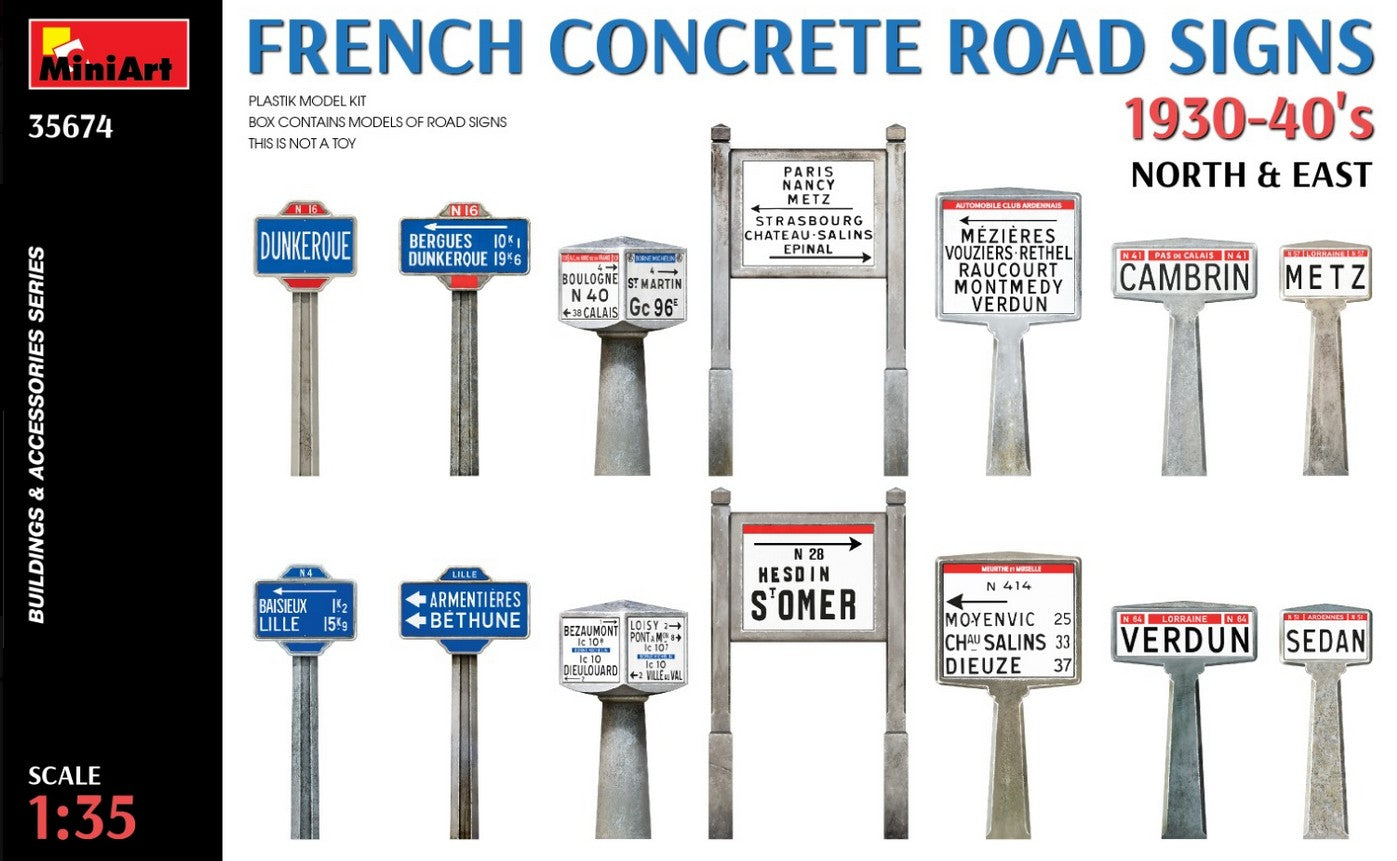 MINIART (1/35)French Concrete Road Signs 1930-40’s. North & East