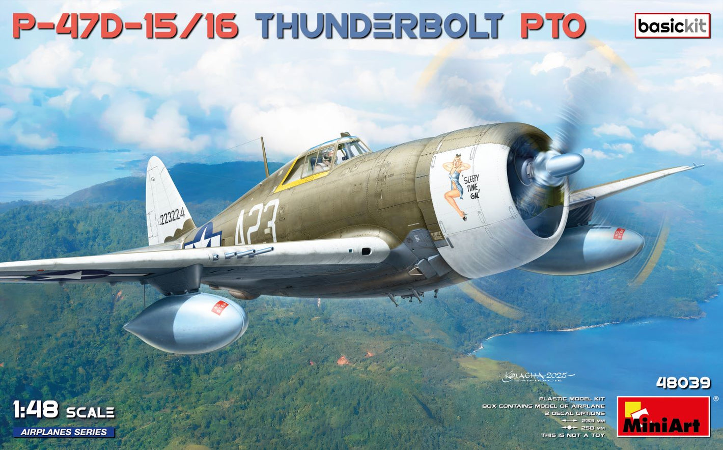 Portada de la caja de la maqueta del caza P-47D en escala 1:48 de Miniart referencia 48039