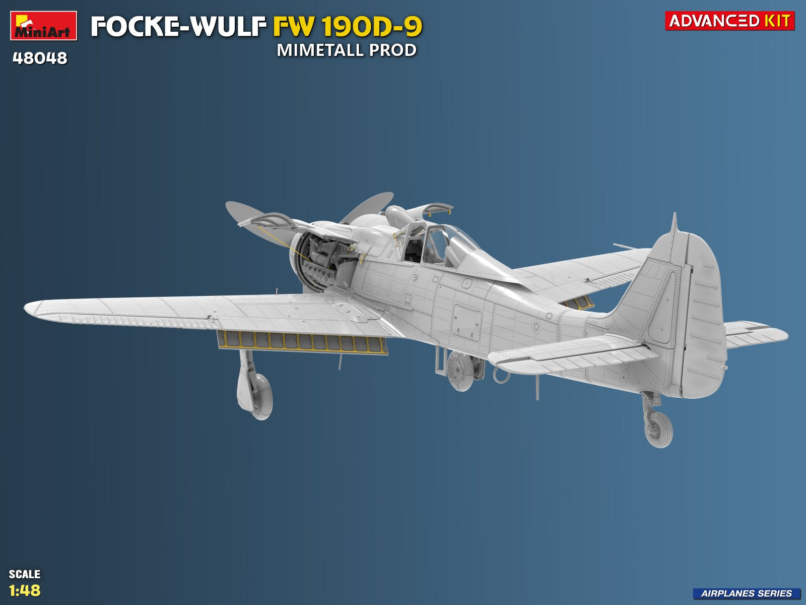 Foto trasera de la maqueta del caza alemán Fw-190 D9 en escala 1:48 de Miniart referencia 48040