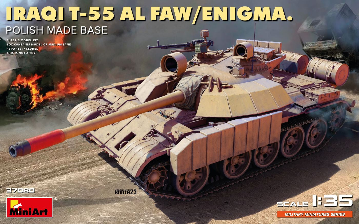 Portada del tanque irakí T-55 Al Faw Enigma con base polaca en escala 1:35 de Miniart referencia 37080