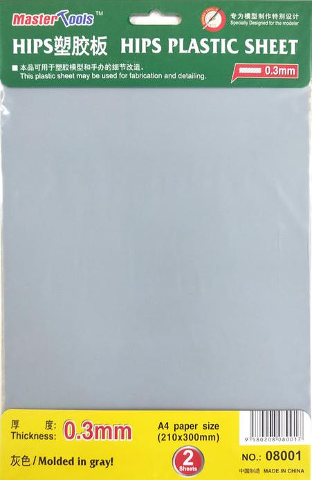 MASTERTOOLS HIPS Plastic Sheet 0.3 mm A4 - 2 Sheets