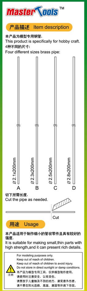 MASTERTOOLS Brass Pipe 20cm set 8