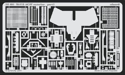 Plancha 1 del set de mejora de fotograbado para el exterior del M-113 ACAV de Tamiya en escala 1:35, fabricado por Eduard referencia 35401