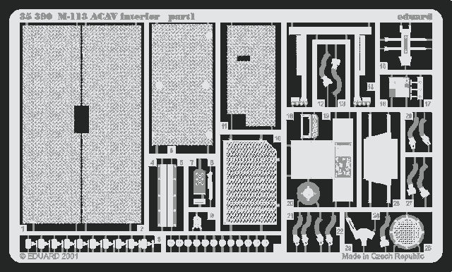 Set de mejora de fotograbado para el interior del M-113 ACAV de Tamiya en escala 1:35, fabricado por Eduard referencia 35390