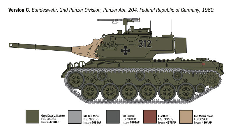 Decoración alemana de la maqueta del carro norteamericano M-47 Patton en escala 1:35 de Italeri referencia 6763