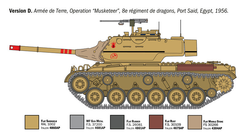 Decoración francesa de la maqueta del carro norteamericano M-47 Patton en escala 1:35 de Italeri referencia 6763