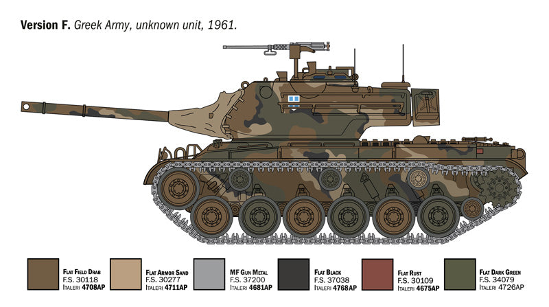 Decoración griega de la maqueta del carro norteamericano M-47 Patton en escala 1:35 de Italeri referencia 6763