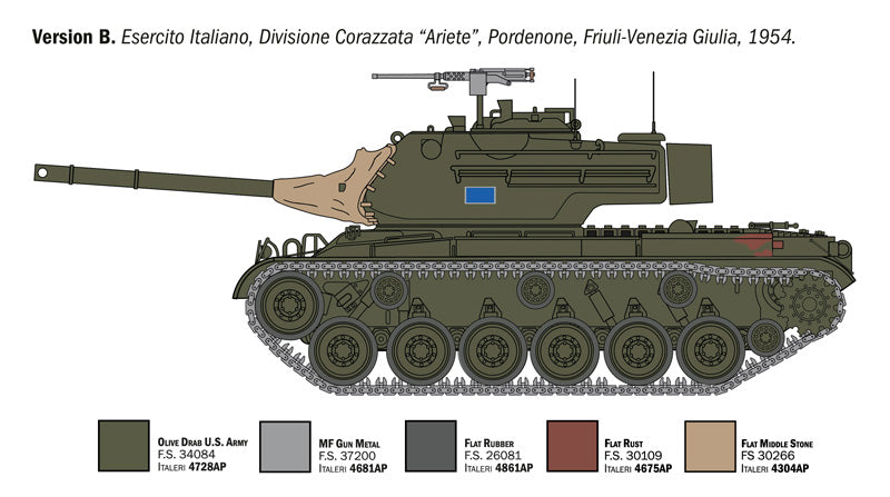 Decoración italiana de la maqueta del carro norteamericano M-47 Patton en escala 1:35 de Italeri referencia 6763