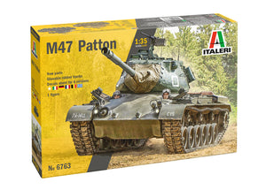 Portada de la caja de la maqueta del carro norteamericano M-47 Patton en escala 1:35 de Italeri referencia 6763