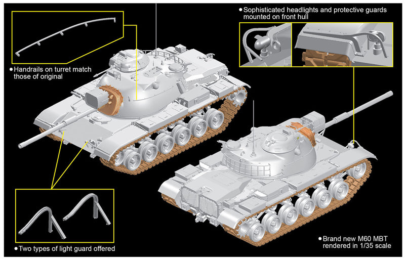 Hoja de características 1 de la maqueta del carro de combate M60 Patton en escala 1:35 de Dragon referencia 3553