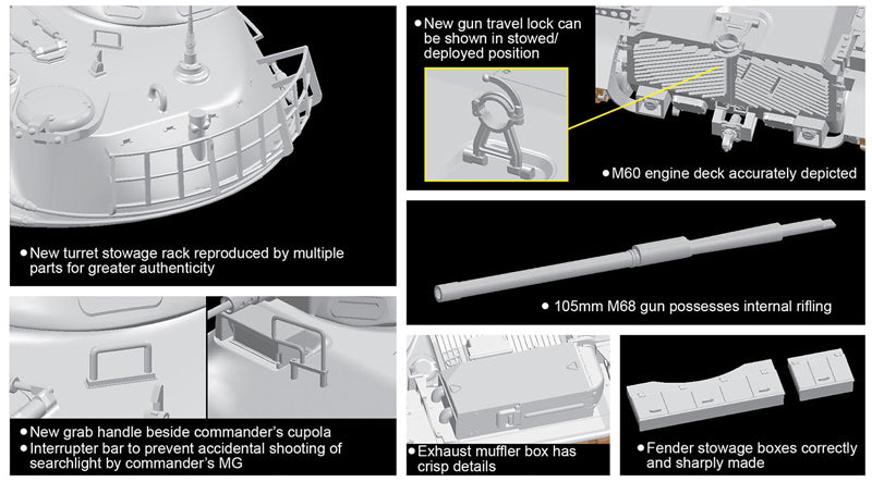 Hoja de características 2 de la maqueta del carro de combate M60 Patton en escala 1:35 de Dragon referencia 3553