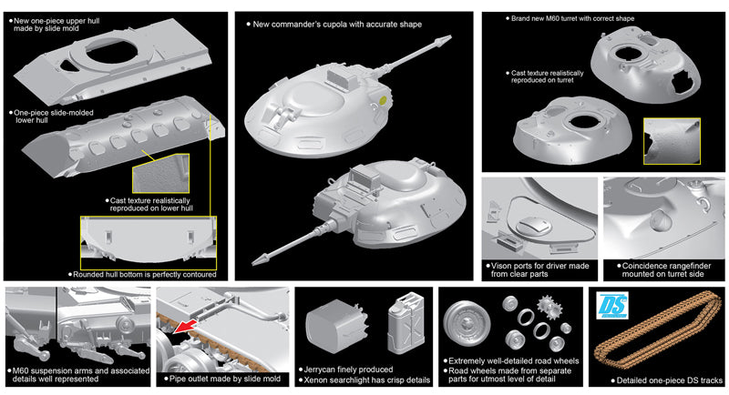 Hoja de características 3 de la maqueta del carro de combate M60 Patton en escala 1:35 de Dragon referencia 3553