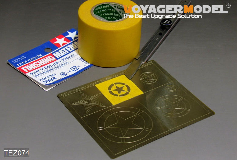Instrucciones de uso de la herramienta para marcar estrellas de 5 puntas de distintas escalas en cinta de enmascarar de Voyager Model referencia TEZ072