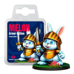 Figura de 32mm de Melon con armadura, parte de la práctica del libro de Vallejo True Metal Metallic